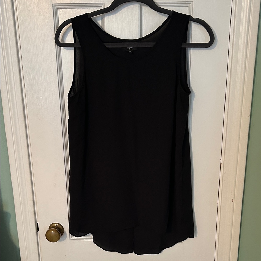 Dressy, sheer, split back tank blouse